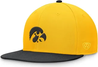 Top of the World Mens Top of the World Gold/Black Iowa Hawkeyes Rally Two-Tone Fitted Hat at Nordstrom, Size 7 3/8