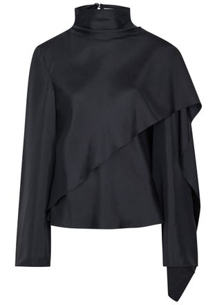 R&oacute;he Draped Asymmetric Silk top - Black - 38 (UK10 / S)