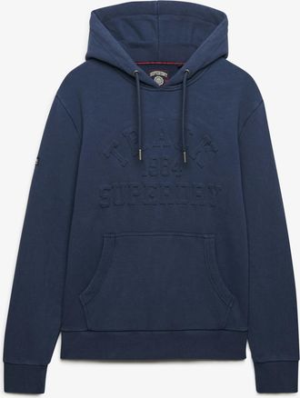 Superdry Kapuzensweatshirt SUPERDRY ATHLETIC EMBOSS RELAXED HOOD, Herren, Gr. XXL, french navy, angeraute Sweatware, Obermaterial: 100% Baumwolle, unifarben, r