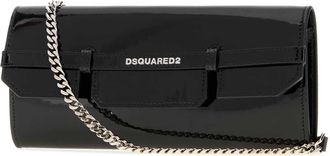 Dsquared2 Leather Chain-Strap Clutch - Black