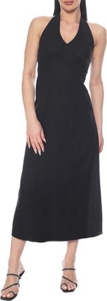 Tash And Sophie Linen Blend Halter Maxi Dress in Black at Nordstrom Rack, Size Large