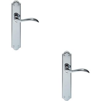 Loops 2x PAIR Curved Handle on Long Latch Backplate 245 x 45mm Polished Chrome