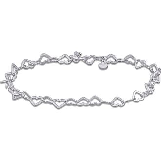 Delmar Textured Heart Link Bracelet in Silver at Nordstrom Rack