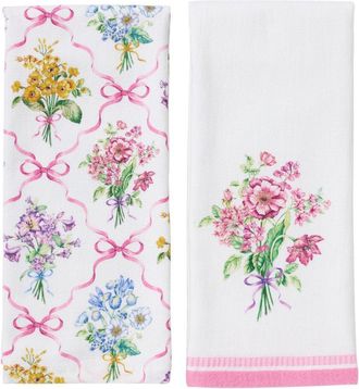 Lenox Set Of 2 Bouquet Ribbon Kitchen Towels