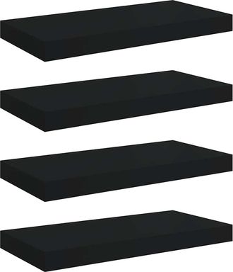 vidaXL Vidaxl - Estantes Flotantes De Pared 4 Uds Negro Mdf 50x23x3,8 Cm