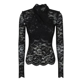 Paco Rabanne Blouses, female, Black, Size: XS Turtleneck Lace Top