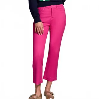 Tribal Sophia Micro Flare Crop Jeans In Cherry Pink