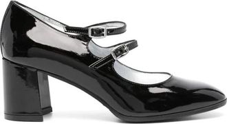 Carel Zwarte leren hakken met uitgesneden details - Dames - Pumps - Zwart - 39 EU - Leer - Schoenen