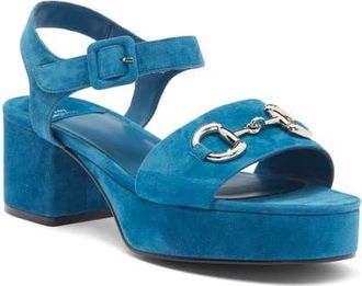 Jeffrey Campbell Timeless 2 Platform Sandal in Turquoise Suede Silver at Nordstrom, Size 9.5