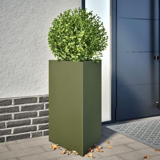 vidaXL Vidaxl - Garden Planters 2 pcs Olive Green Triangular 50x43x75 cm Steel
