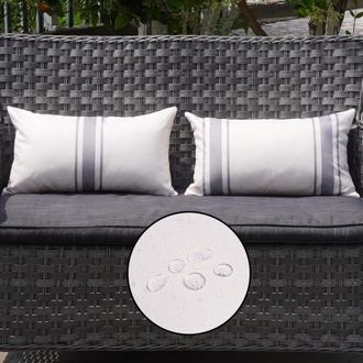 OEM Juego De Fundas De Almohada Impermeables Para Exteriores De 45 X 45 Cm (18 X 18 Pulgadas), 2 Piezas, De Lino Decorativo Con Rayas Beige Y Verdes, Idea