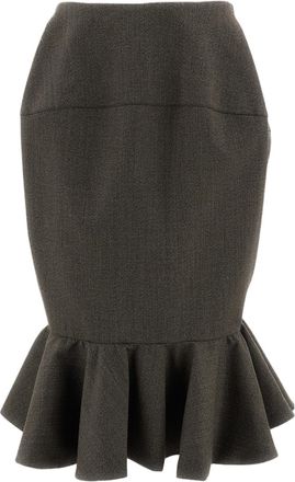 Jacquemus Taupe La Jupe Palmier Asymmetric Virgin Wool Midi Skirt