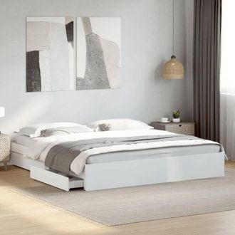 vidaXL Giroletto con Cassetti Bianco 180x200 cm in Legno Multistrato - Vidaxl
