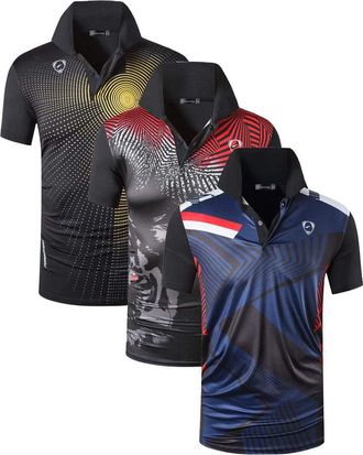Jeansian Mens 3 Packs Sport Polo T-Shirt LSL265_266_267_Black_S