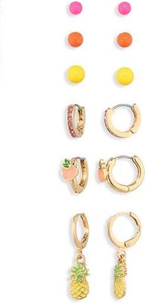 Leith 6-Pack Citrus Assorted Earrings in Pink Multi- Gold at Nordstrom Rack