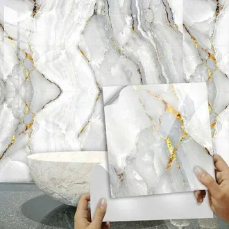 OEM Zvd - Adhesivos Para Salpicaderos De Cocina, 20x20 Cm, M&aacute;rmol Dorado, Adhesivos Para Cocina, Azulejos De Cocina, Adhesivos De Pared, Adhesivos Para Ba