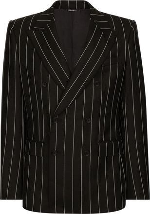 Dolce & Gabbana pinstripe-pattern wool blazer - men - Virgin Wool - 54 - Black