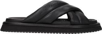 Dolce & Gabbana Leren Slippers - Heren - Sandalen - Zwart - 41 EU - Leer - Schoenen