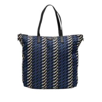 Prada Pre-owned Printed Nylon Satchel - Dames - Vintage Shopper - Blauw - ONE Size - Nylon - Vintage