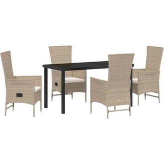 vidaXL Vidaxl - Conjunto De Comedor De Jard&iacute;n 5 Pcs Beige Rat&aacute;n Sint&eacute;tico
