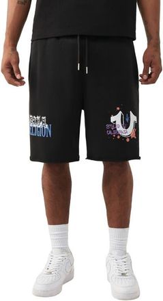True Religion Concert Logo Loose Terry Shorts in Jet Black at Nordstrom, Size Xxx-Large