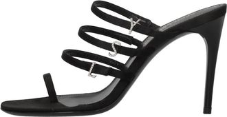 Saint Laurent Jerry 95mm Satin Mules - Dames - Muiltjes - Zwart - 35 EU - Leer - Schoenen