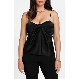 Marciano Aretha Drape Satin Camisole in Jet Black at Nordstrom, Size 4 Us