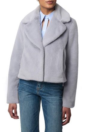 Bernardo Short Faux Fur Coat in Dusty Blue at Nordstrom, Size X-Small