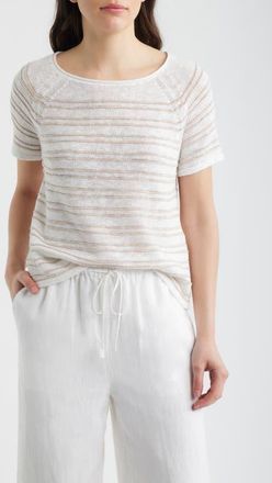 Eileen Fisher Open Stitch Organic Linen Blend Sweater in Wheat at Nordstrom, Size Xx-Small