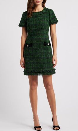Eliza J Metallic Tweed Dress in Hunter at Nordstrom, Size 10