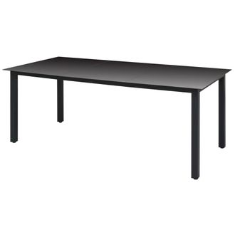 Berkfield Home Garden Table Black 190x90x74 cm Aluminium & Glass | Size: 190 x 90 x 74 cm