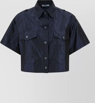 Prada cropped silk taffeta shirt short sleeves