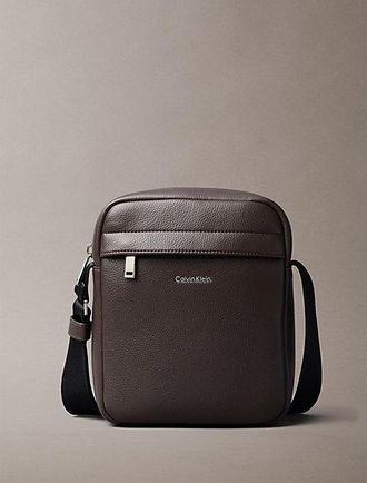 Calvin Klein Logo Pebbled Crossbody Reporter Bag