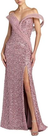 Mac Duggal Embellished Strapless Gown with Sculptural Drape in Blush at Nordstrom, Size 10