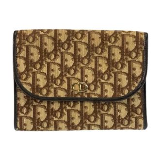 Dior Pre-owned Clutches, female, Brown, Size: ONE SIZE Pre-owned Trotter Canvas Clutch Bag