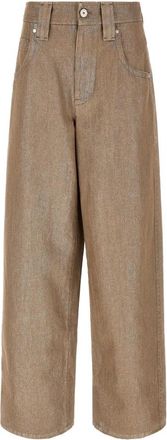 Brunello Cucinelli Baggy Jeans - Dames - Loose Fit Jeans - Beige - M - Katoen - Jeans