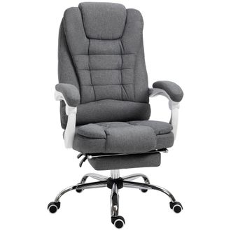 Vinsetto Computer Office Chair Home Swivel Task Recliner w/ Footrest - Arm - Grey | TJ Hughes