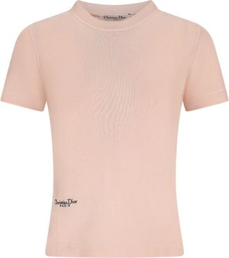 Dior Trui met korte mouwen - Dames - T-shirts - Beige - XS - Leer - Tops
