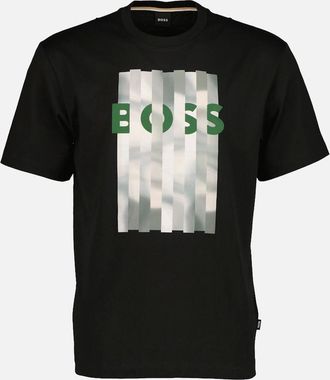 HUGO BOSS Mens Cotton-Jersey Graphic Logo T-Shirt - Navy - Size: 36