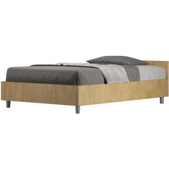 ITYhome Letto una piazza e mezza - NUAMO - Dimensione Rete: 120x200 - Colore: Quercia Natura - Tipologia Letto: Con Rete e Contenitore