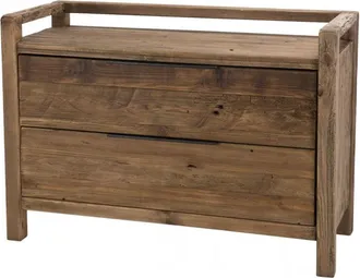 Macabane Cómoda de 2 cajones de madera de pino reciclada marrón y metal negro