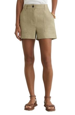 Reiss Ashby Linen Shorts in Sage Green at Nordstrom, Size 14 Us