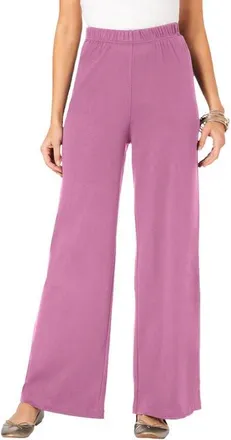 Roaman's Plus Size Pull On Wide Leg Soft Knit Pant in Mauve Orchid at Nordstrom, Size Small