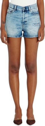 Diesel Shorts in fluid denim with abrasions - Shorts - Woman - Blue