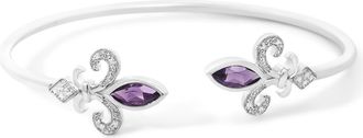 House of Brilliance Silver 8X4MM Marquise Purple Amethyst and Diamond Bangle in White at Nordstrom