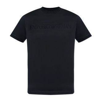 Emporio Armani T-shirt met logo - Heren - T-shirts - Blauw - L - Katoen - Tops