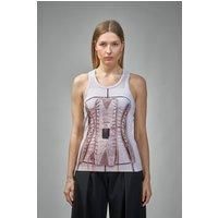 Jean Paul Gaultier Cotton Ribbed Tank Top Printed Trompe LCeil Corset