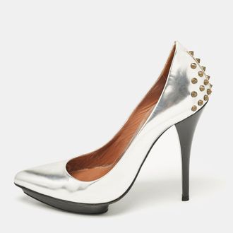 McQ by Alexander McQueen Silver Leather Platform Pumps Size 39