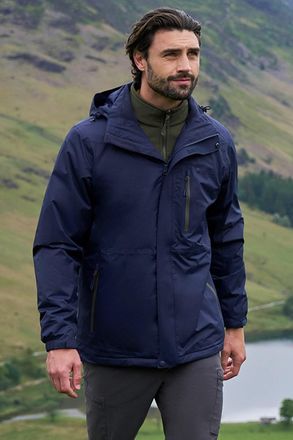 Mountain Warehouse Bracken Mens 3 in 1 Extreme Waterproof Jacket Warm Hooded Zip Up Winter Coat Indigo Blue