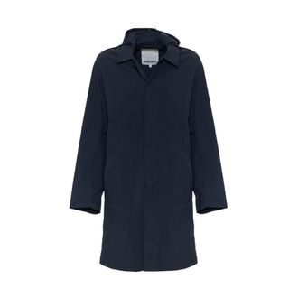 Kenzo Single-Breasted Coats, male, Blue, L, Stylish Hooded Trench Coat